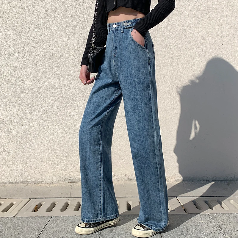 

Women's High Waist Jeans Wide Leg Denim Clothing Blue Streetwear Retro Quality 2023 Fashion Harajuku Straight Pants New Clothes
