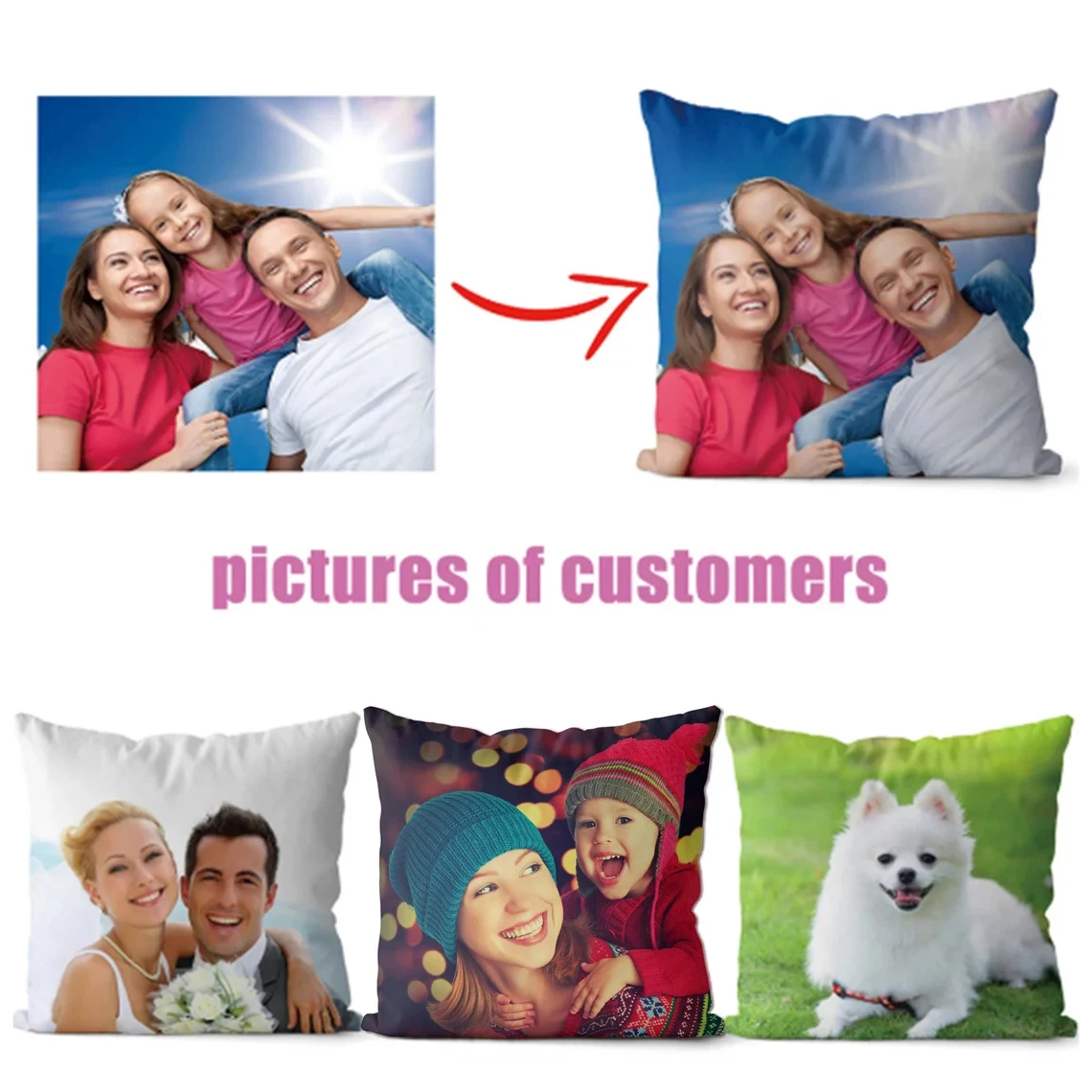 Custom Cushion Cover Your Images Pictures Print, Choose Your Text Logo or Image 18" Personalized pillow case for sofa bed chair 1 S34a19aa3ded8474b81f72702d09d0781M