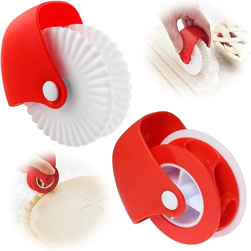 Kitchen Pizza Pastry Lattice Cutter Pastry Pie Decor Cutter Plastic Wheel Roller for Pizza Pastry Pie Crust Baking Cutter Tools