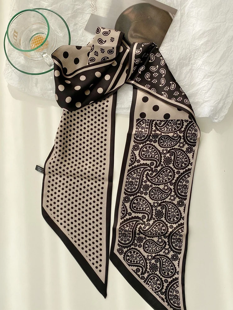2024 Cashew Nut Print Scarf Silk Scarf Thin Ribbon Silk Scarf Female Narrow Long Multi-Functional Decorative Ribbon Scarf 5