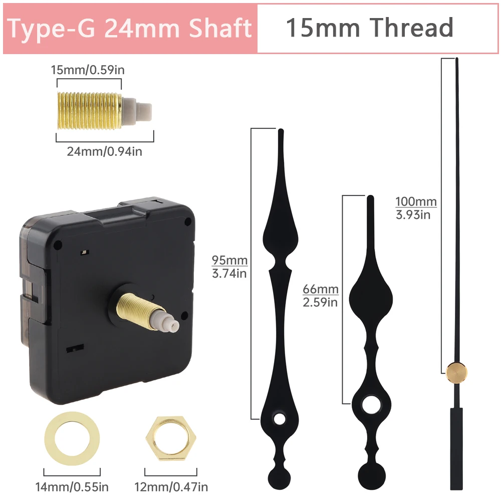 Quarz Silent Battery Powered High Torque Long Shaft Uhrwerk Ersatz für Uhr Reparatur/DIY, Wanduhr Reparatur Werkzeuge – Detail 7