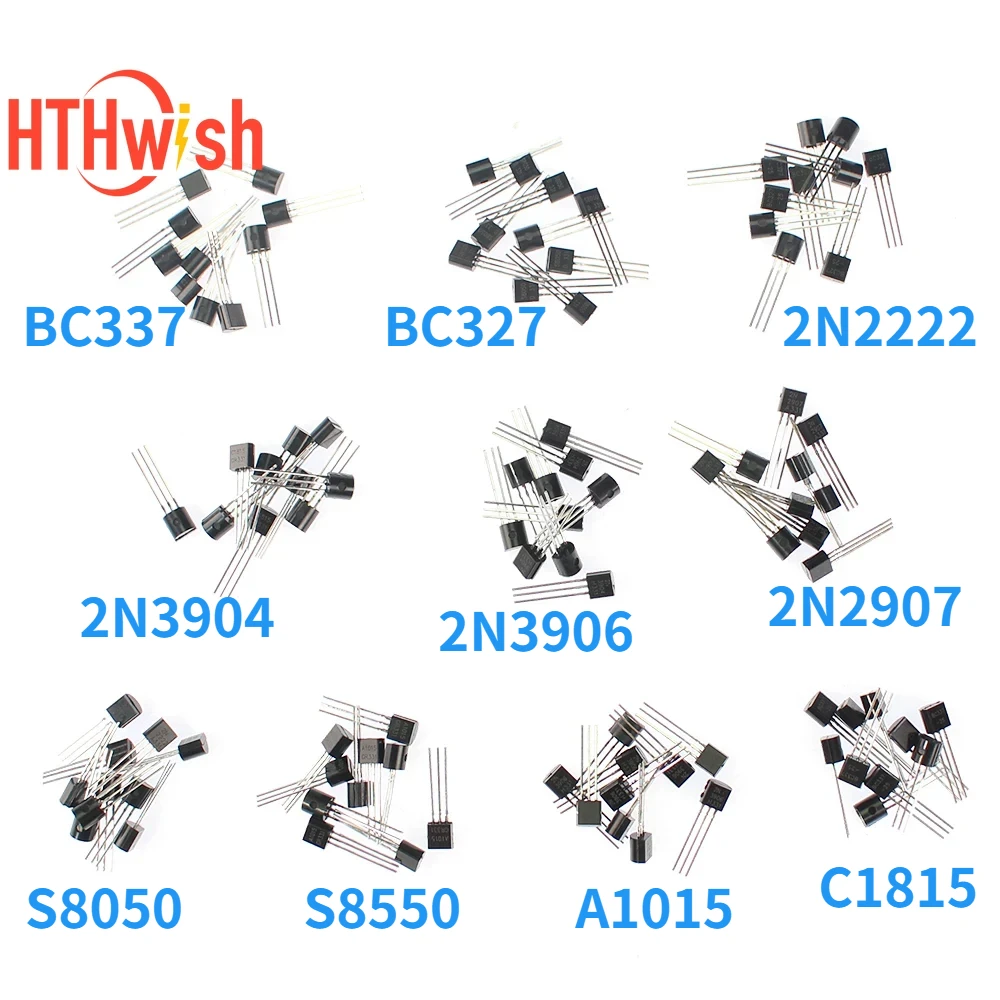 100 pz TO-92 triodo Transistor Set BC337 BC327 2 n2222 2 n2907 2 n3904 2 n3906 S8050 S8550 A1015 NPN PNP Transistor 10 valori * 10 pz