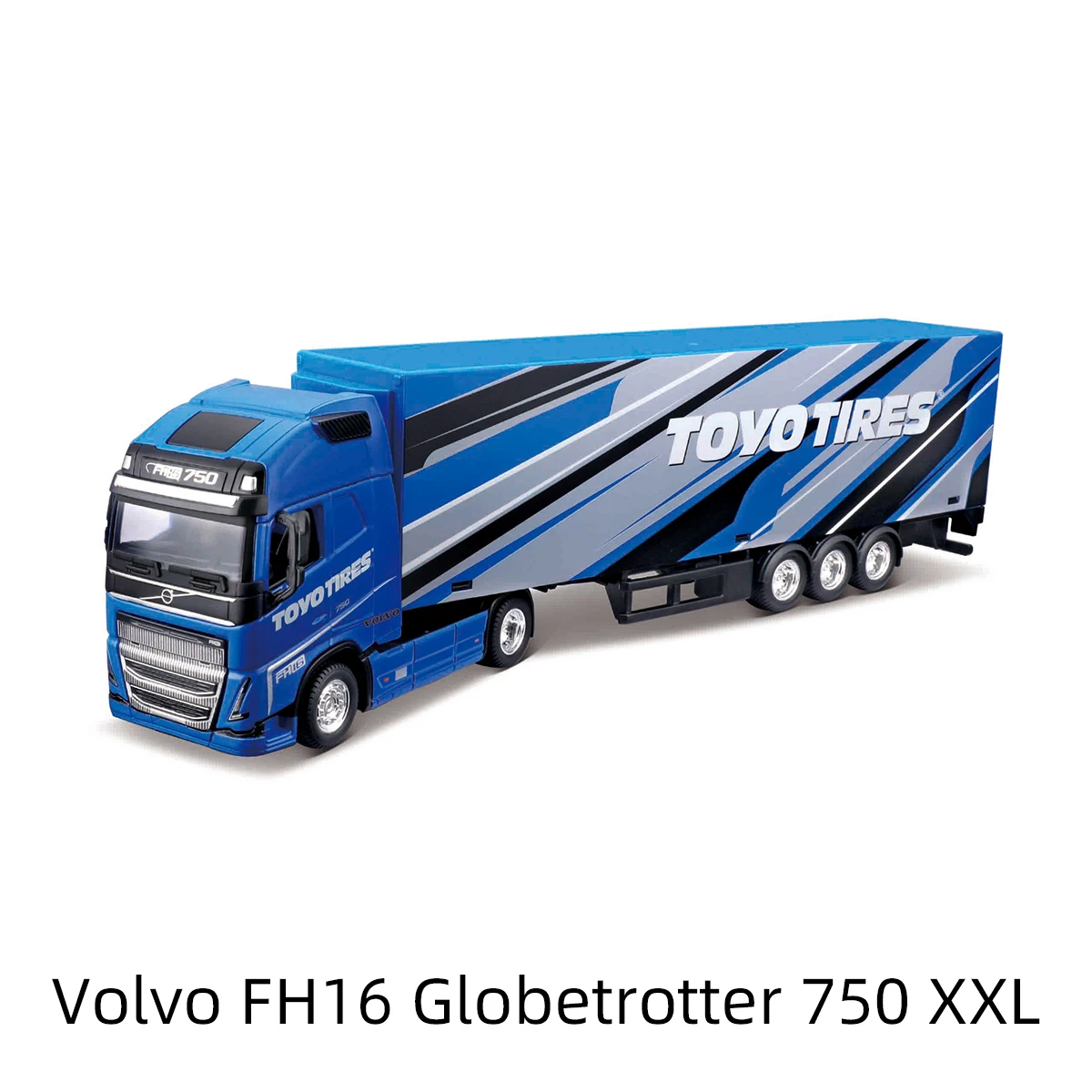 Bburago 1:43 Volvo FH16 Globetrotter 750 XX Trailer Heavy Tractor Truck Blue Die Cast Collectible Hobbies Motorcycle Model Toys
