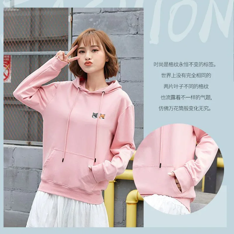 

Autumn Winter New Men Women Cotton Hoodie Fashion Brand Fox Embroidery Top Couple Casual Hoodies Sweatshirts Hip Hop Street Tops