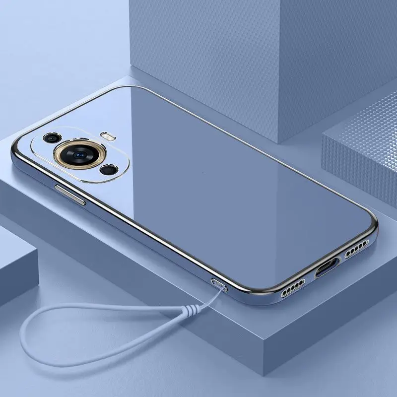 Premium Silicone Back Cover with Straight Frame & Square Plating