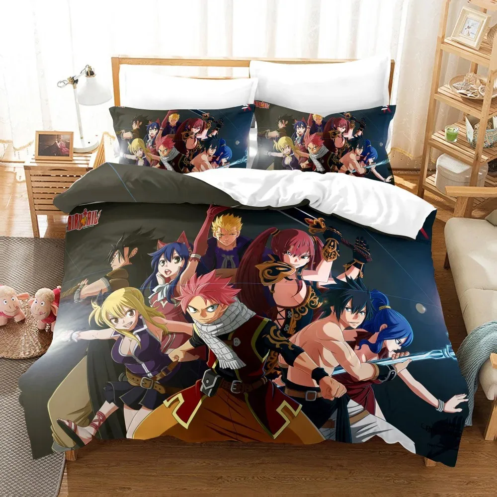 3D Print Anime Fairy Tail Logo Natsu Bedding Set Boys Girls Twin