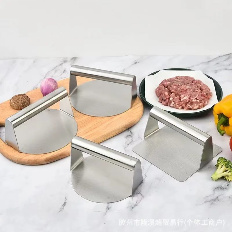 Stainless Steel Burger Smasher Grill Cooking Tool Non-Stick Flat Presser Meat Spatula Cast Iron Patty Maker For Steak Kitchen