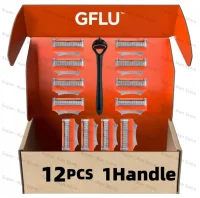 Lames de rasoir de sécurité originales pour hommes à 5 couches, anti-friction, tête de rasage manuelle, recharges pour rasoir à barbe pour un rasage en douceur 4