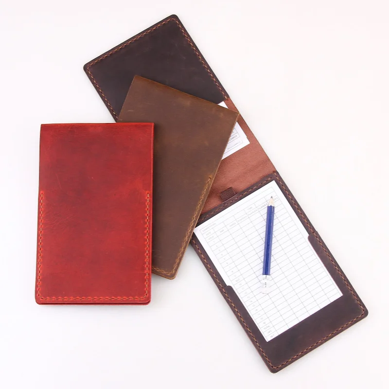 Genuine Leather Golf Scorecard Holder Handmade Yardage Book Cover Pencil Holder Golf Accessories Gift