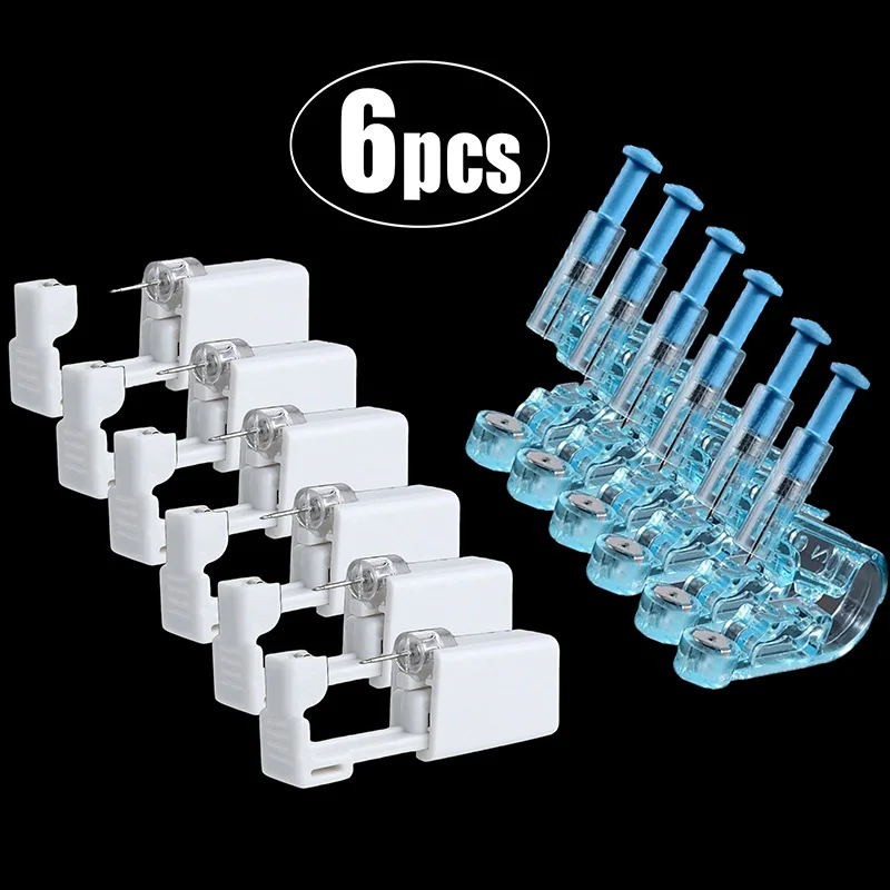 6pcs Disposable Ear Piercing Gun Disinfection Kit Safety Earring