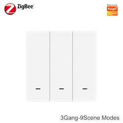 Smart Wireless Scene Button Switch - Battery-Powered Remote Controller - Zigbee 3.0 (3Gang 9modes)