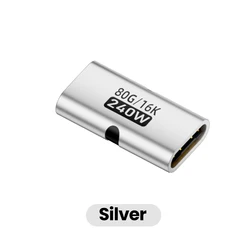 High - Speed 240W USB - C Female to Female Adapter with 8K Video Support (Silver)