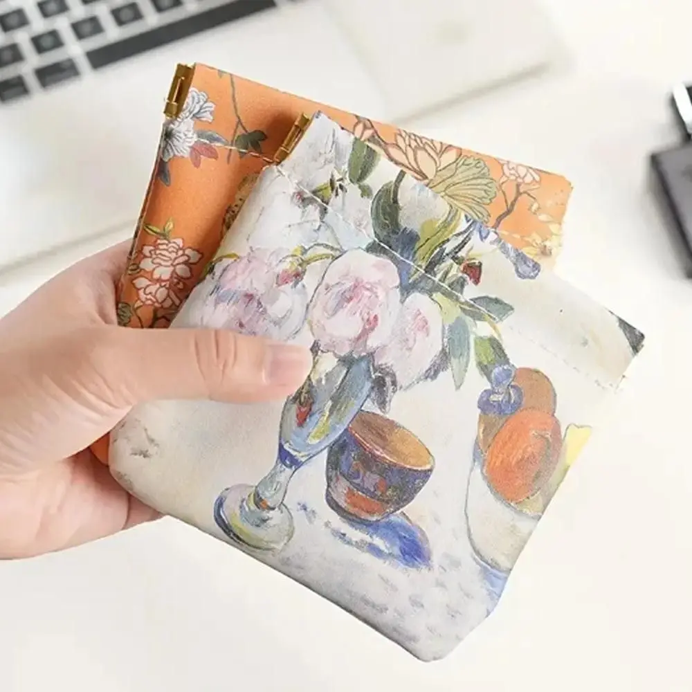 Flower Bird Print Automatic Closing Coin Purses Women Coin Pouch Travel Lipstick Cosmetic Bag Fashion Waterproof PU Storage Bags