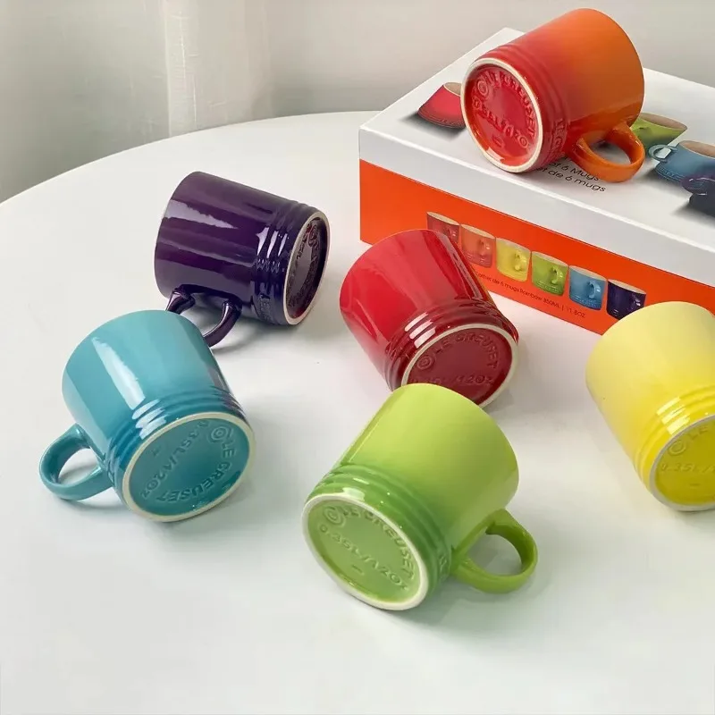 Popular Nordic Style Color Gradient Mugs Creative Macaron Mug Gradient Color Cool Color Rainbow Cup Ceramic