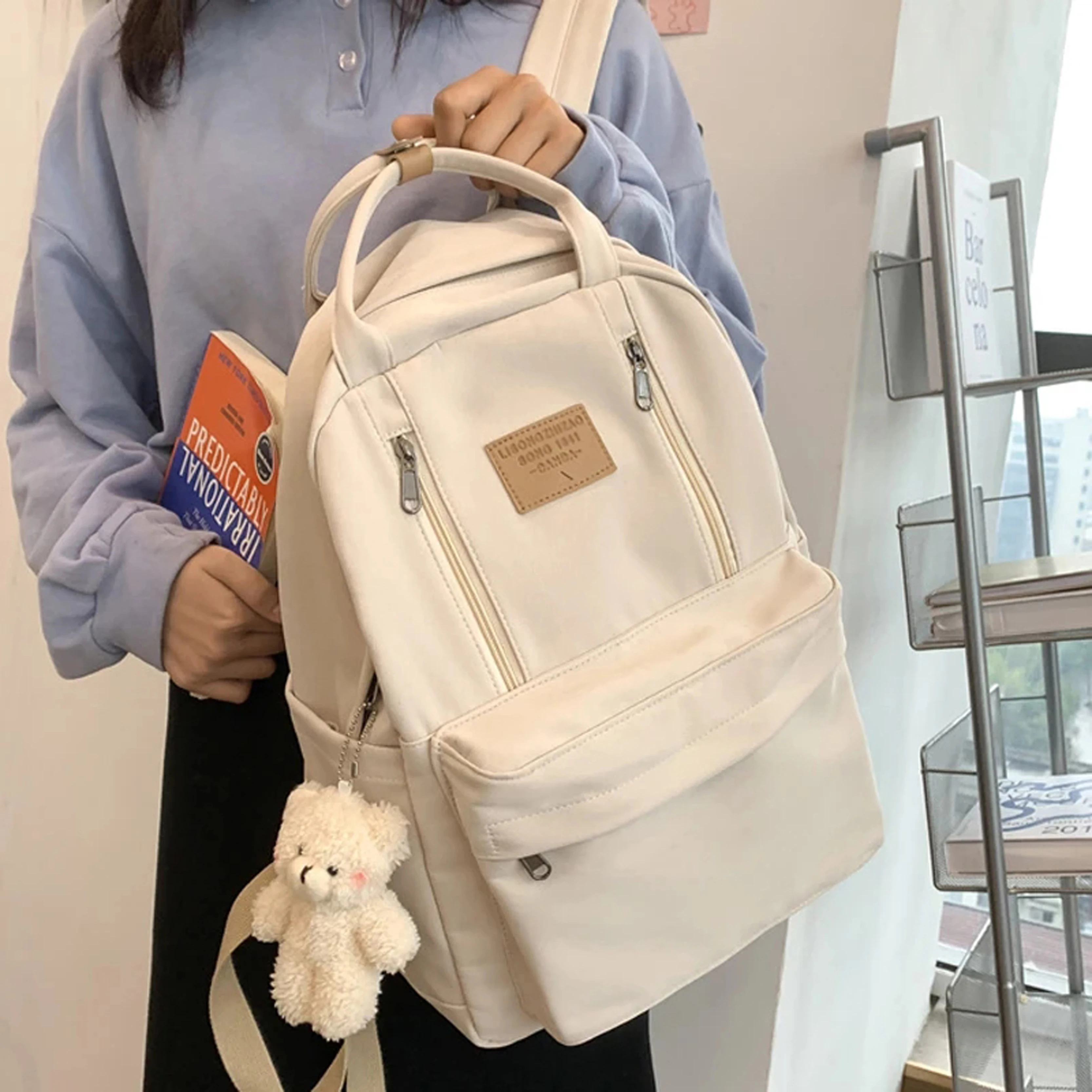 Diehe-einfarbige-Frauen-Rucksack-hochwertige-Jugend-wasserdichte-Rucks ...
