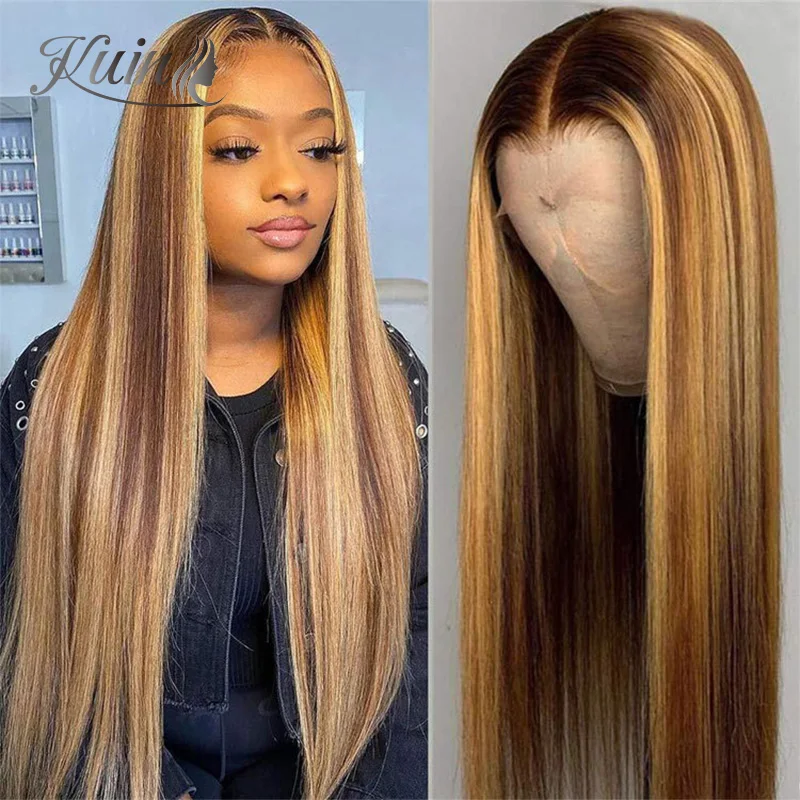 

Highlight Wigs For Women Human Hair 13x4 Ombre Color P4/27 Straight Lace Frontal Wigs Malaysian Transparent Lace Wig Pre Plucked
