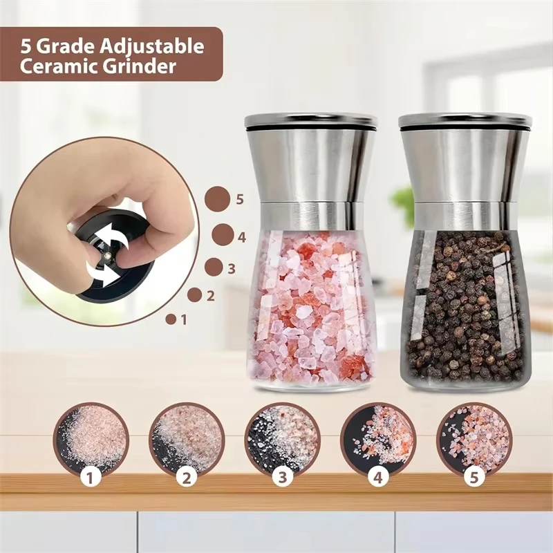 Salt Pepper Grinder Manual Stainless Steel and Shakers Kitchen Mills Accessories