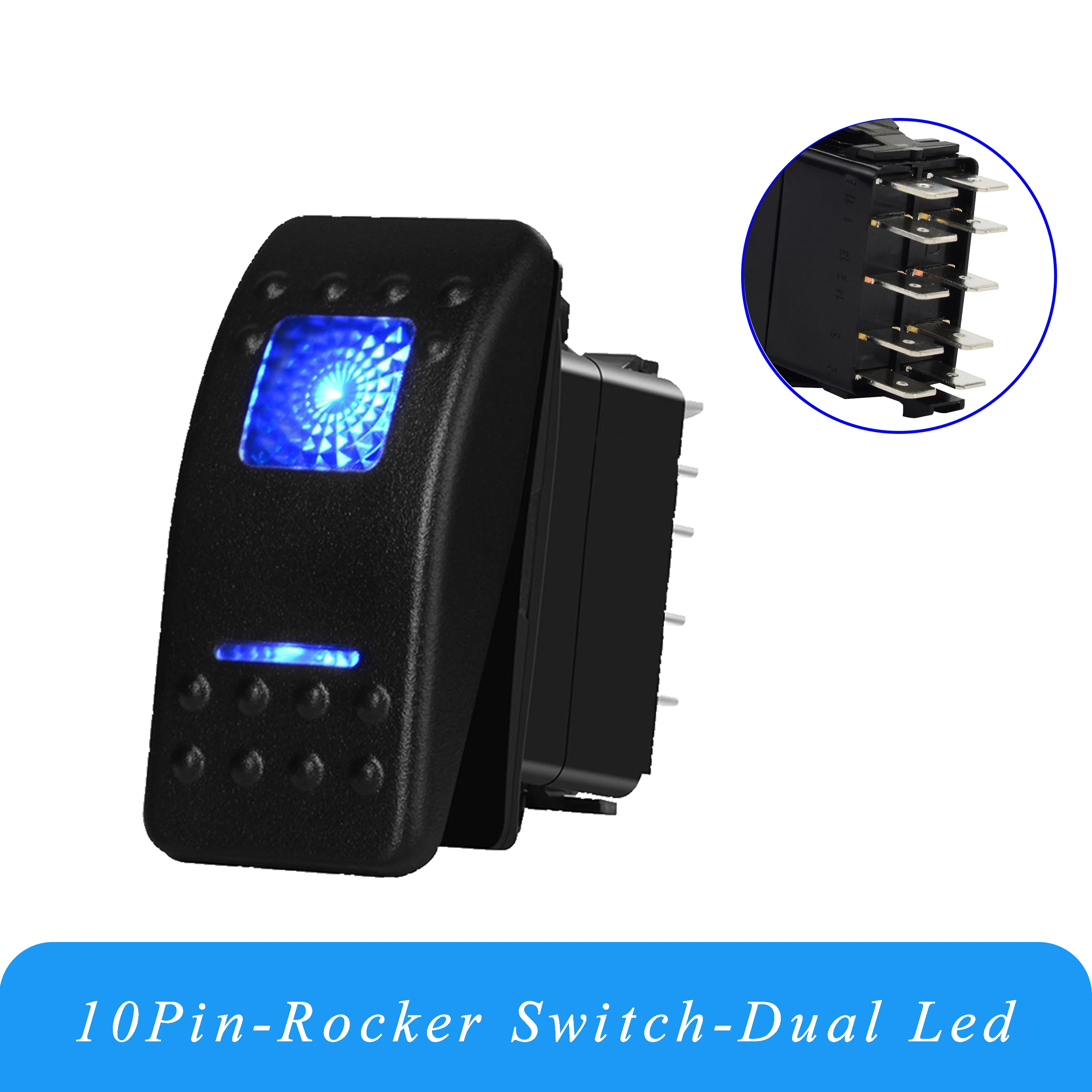 Interruttore A Bilanciere A 3 Posizioni Dpdt A 10 Pin Con Doppia Luce A Led Blu Per Carling Contura Che Sostituisce Gli Interruttori Impermeabili Per 