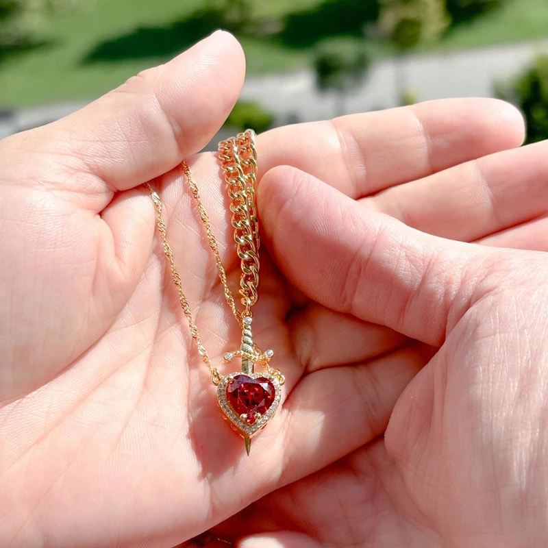 2PC Gothic Punk One Arrow Through The Heart Creative Two Color