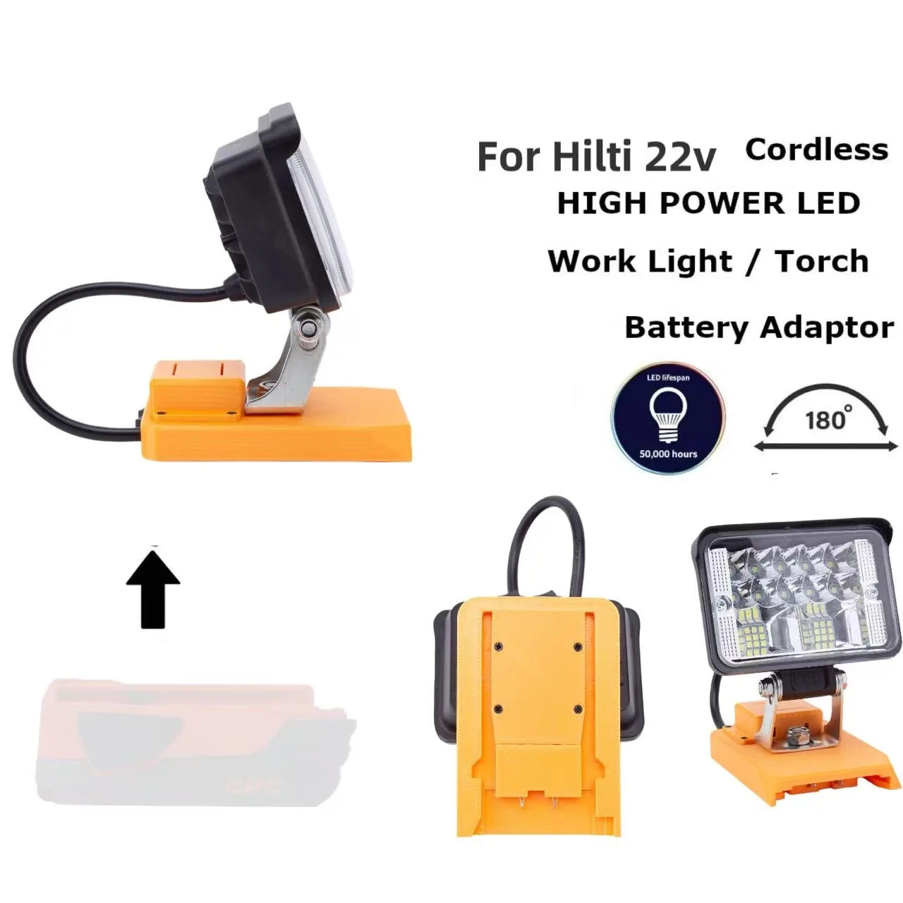 LED 작업등 스포트라이트 휴대용 램프 랜턴(힐티 22V 리튬 배터리 랜턴용 USB C형 포함)(배터리 제외)