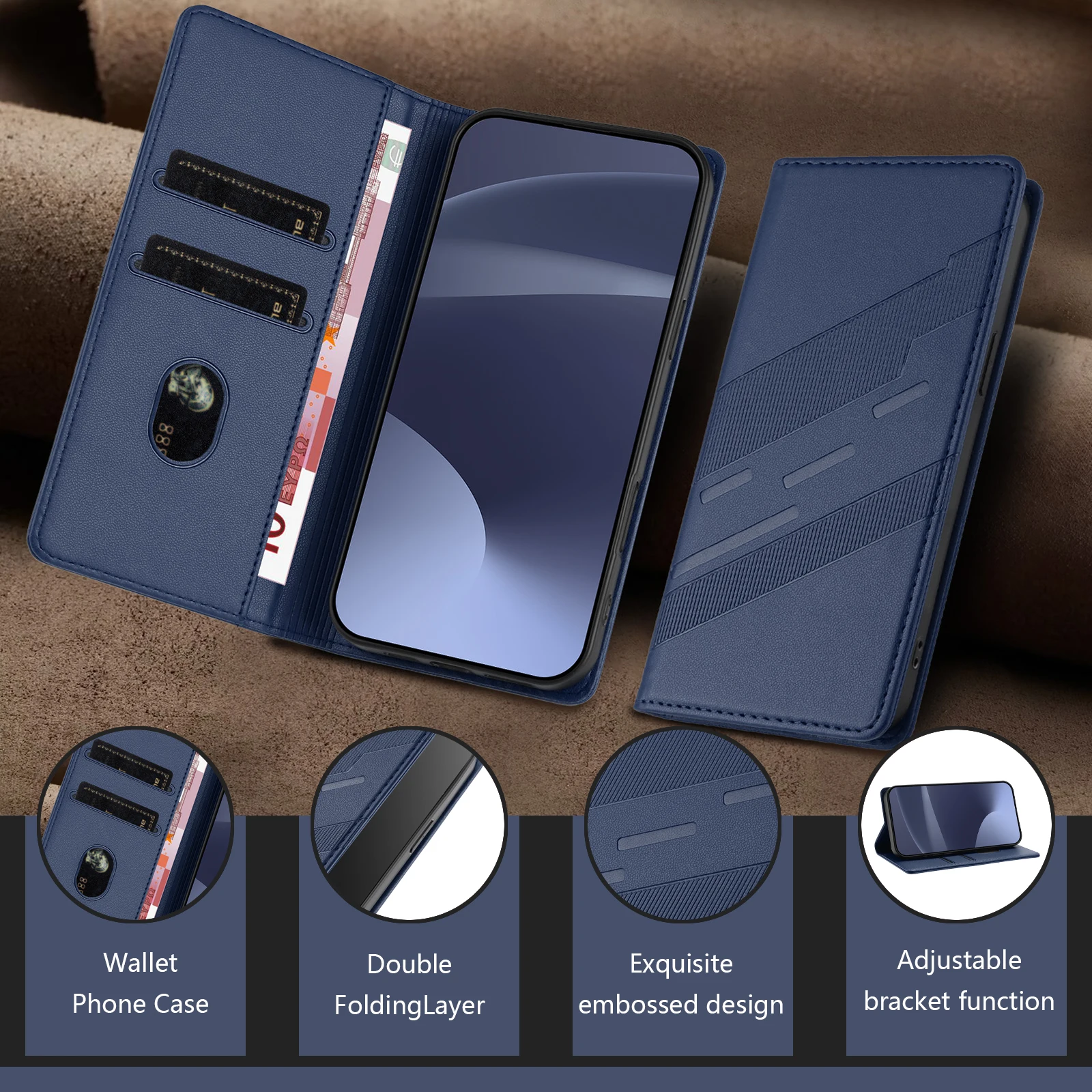 Magnetic Leather Flip Phone Case with Enhanced Protection