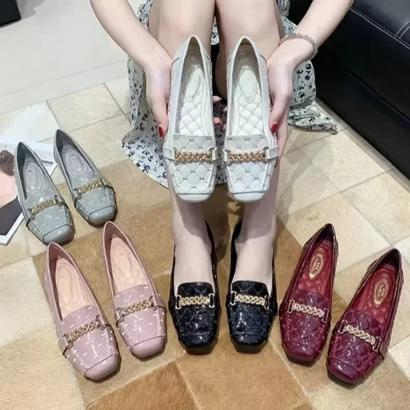 

Женские туфли на плоской подошве, с квадратным носком