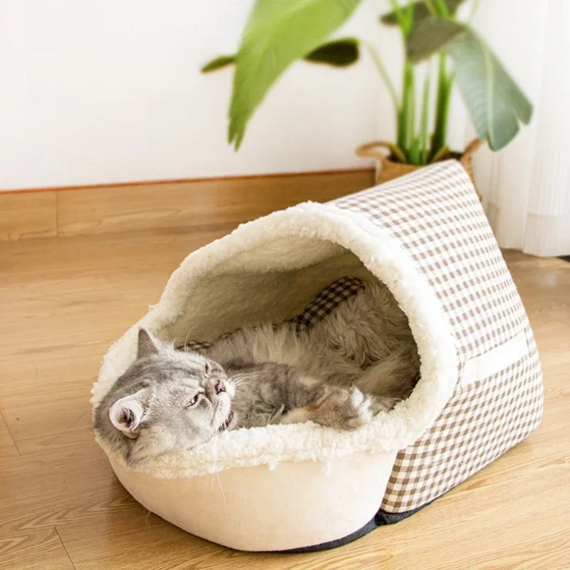 

Warm Cat Bed Sleeping Cat Nest Soft Long Plush Pet Dog Bed for Dogs Basket Cushion Cats Bed Cat Mat Sleeping Bed Animals