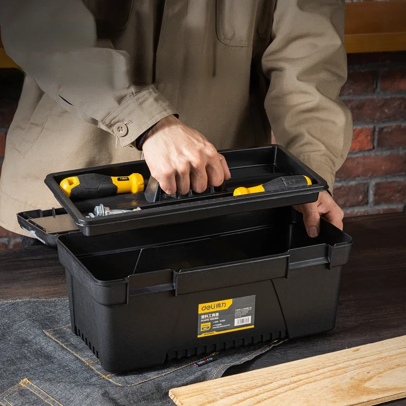 Storage Box Deli 1 Pcs Multiple Specifications Double Layer With Handle Multifunctional Portable