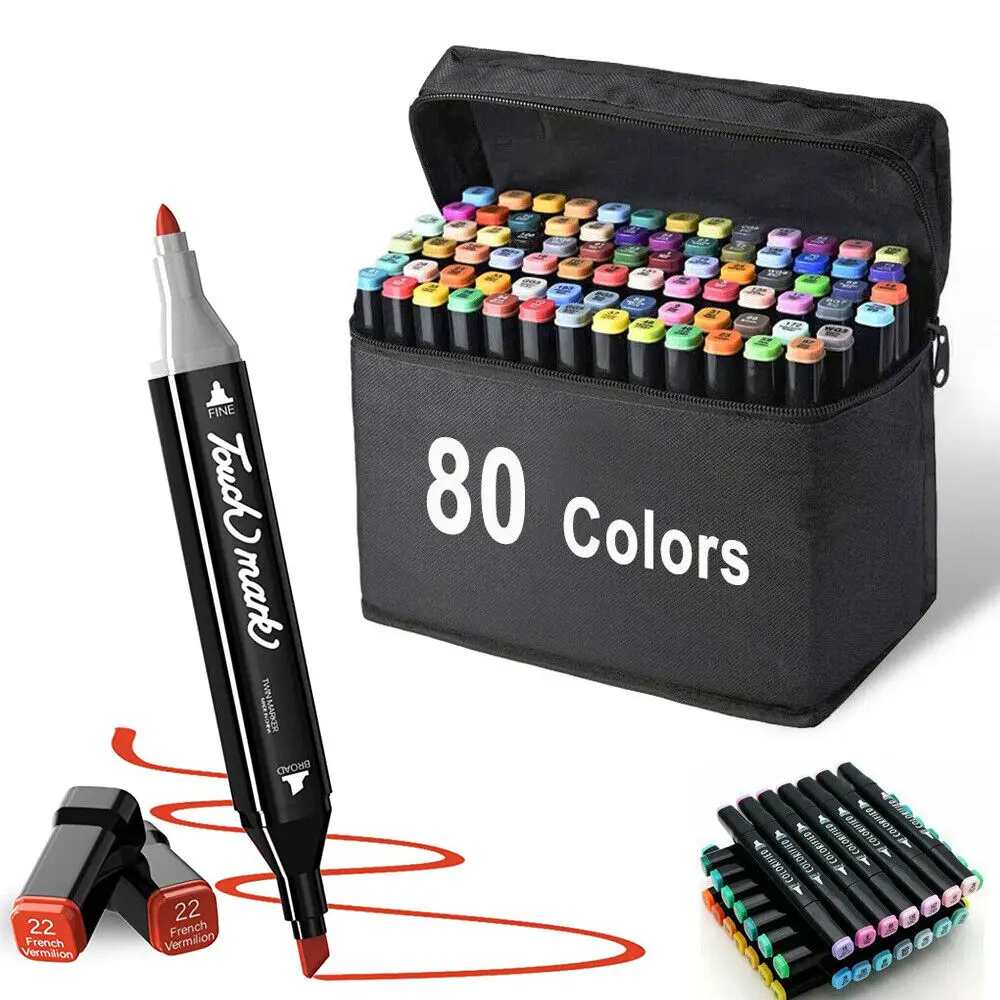 

24-80 Colors Oily Art Marker Pen Set for Draw Double Headed Sketching Oily Tip Based Markers Graffiti Manga School Art Supplies