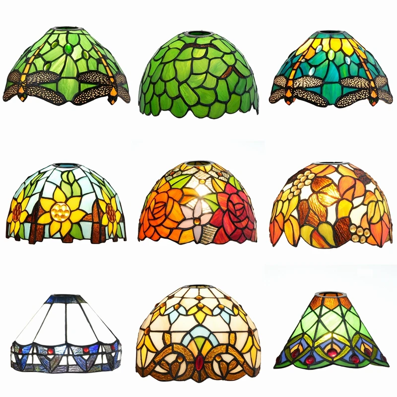 The 20cm Tiffany colored glass lampshade is handmade and used for chandeliers, wall lamps, table lamps, and floor lamps aswesaw 6 pcs e27 e14 retro edison led filament bulb lamp 110v 220v light bulb glass bulb vintage chandeliers candle light