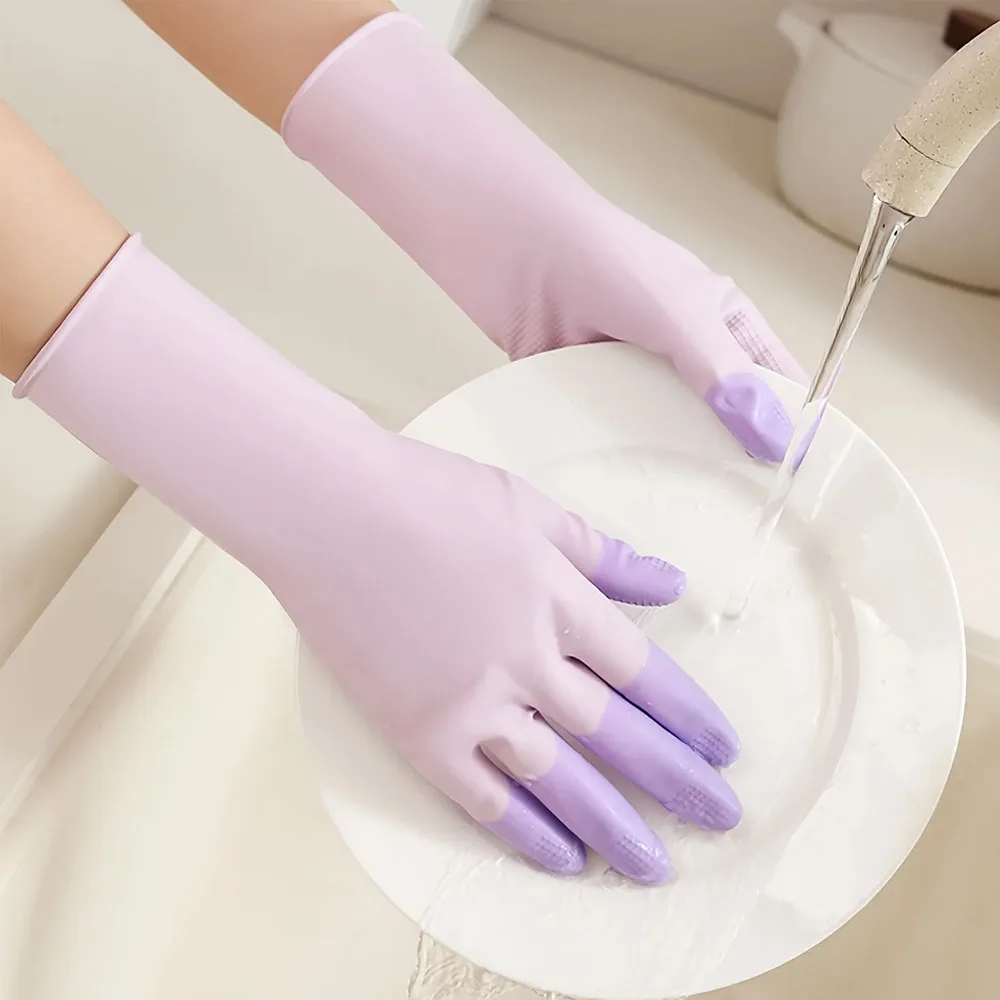 Silicone Anti-Slip Reusable Dishwashing Gloves - Durable and Convenient Kitchen Cleaning Solution