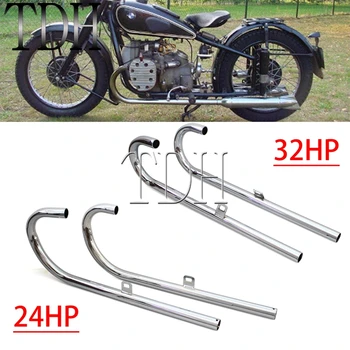 For BMW K750 M1 M72 R71 R12 R66 R71 Dnepr MT12 32HP 24HP Chrome Motorcycle Exhaust Front Muffler Silencer Pipes Tube Case