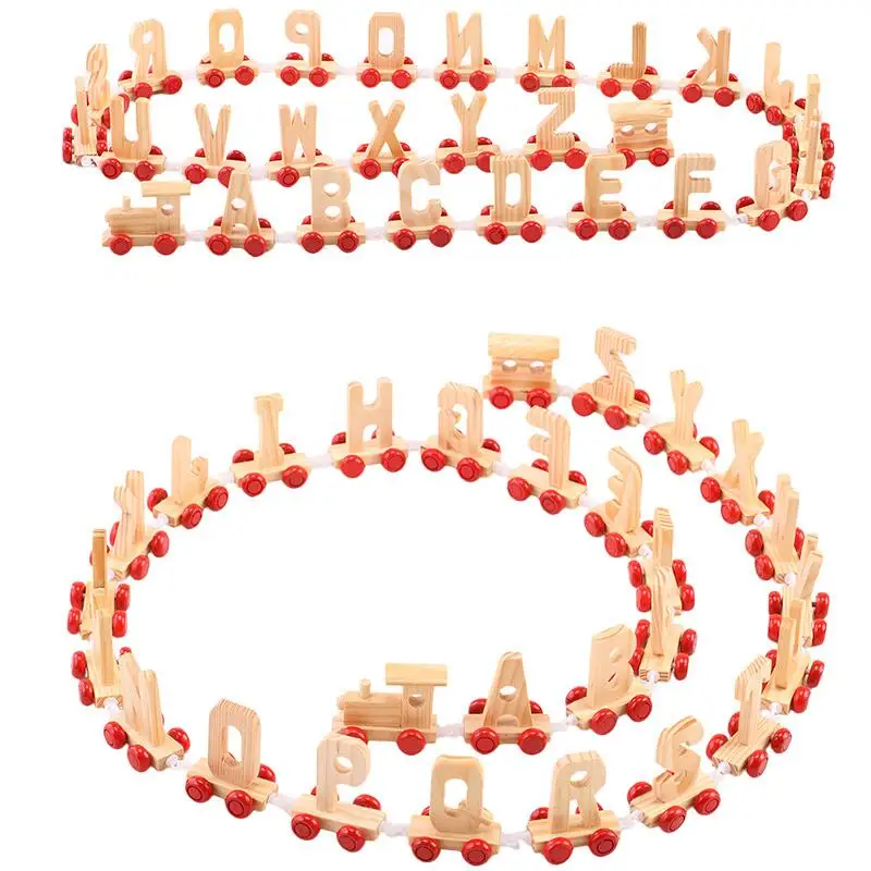 26 lettere alfabeto treno locomotiva giocattolo in legno blocco di