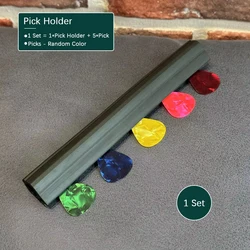 Microphone Stand Guitar Pick Holder - Secure Clip with 5 Picks, Rubber/Black (Black)