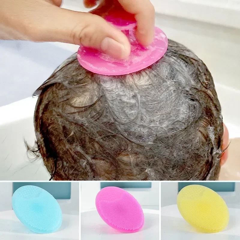 Silicone shampoo brush for baby infant bathing soft silicone boys kids shower brush head hair washing massage brushes wipe comb