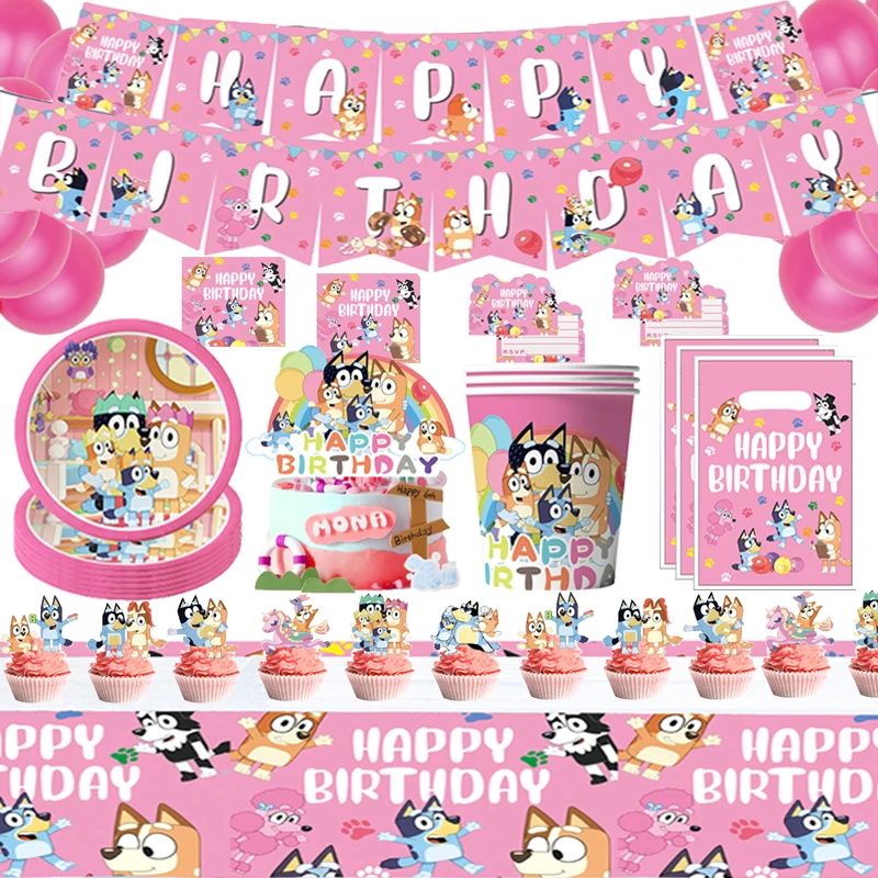 

Cartoon Pink Birthday Party Decoration Baby Shower Kids Favors for Party Supplies Balloons backdrops Disposable Tableware DIY