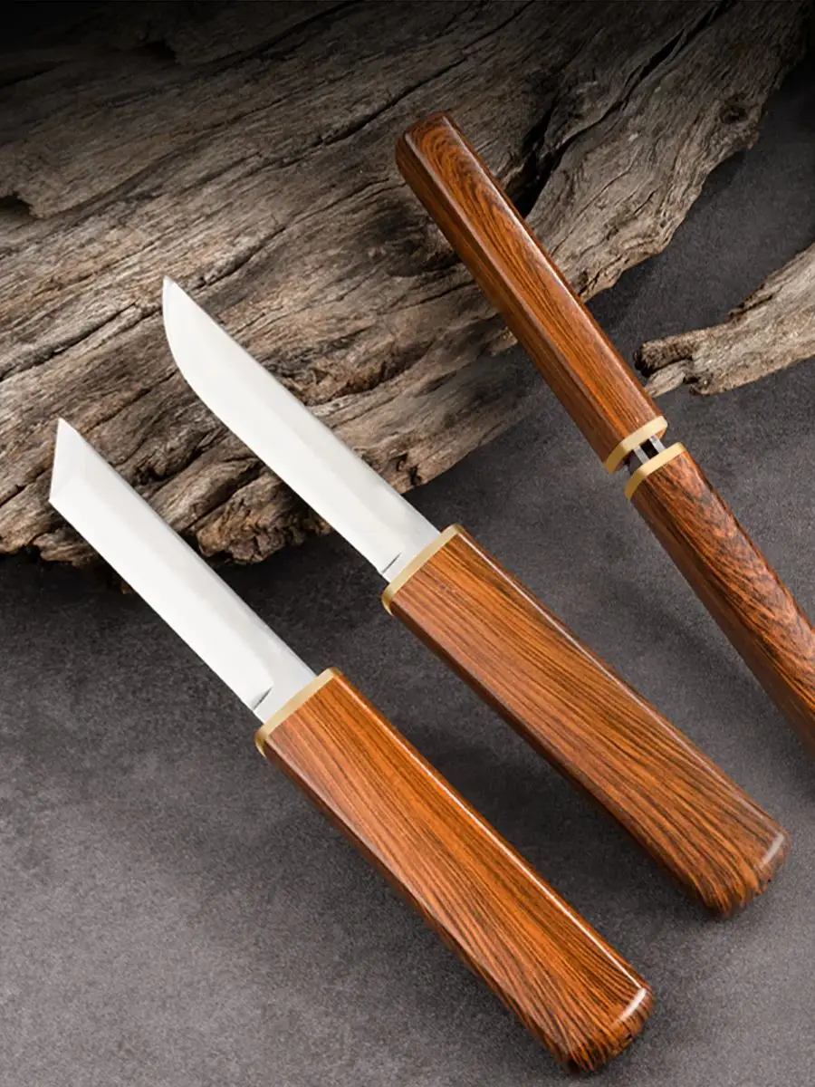 2-in-1 Stainless Steel Utility Knife - Outdoor Paring  Meat Cutter
