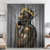 2pcs Eclectic Style Black Gold African Figures Printed Curtain Panels Set with Rod Pocket Window Drapes for Living Room cortinas 3