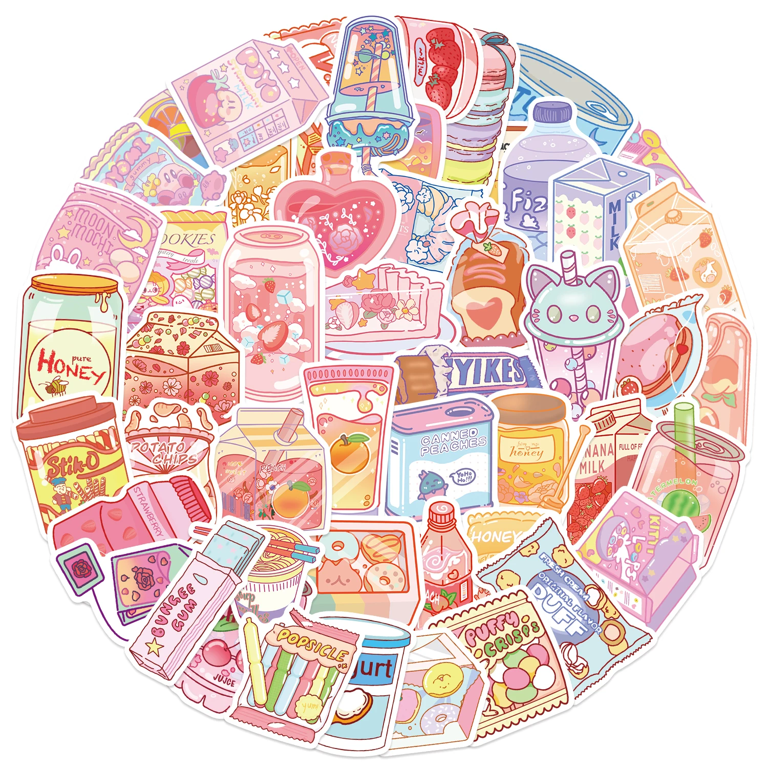 50 Stück Ins Style Snack Collection Vinyl-Aufkleber, wasserdicht, abnehmbar und langlebig, für Scrapbooking, Journaling, Laptops, Stoßstangen – Detail 4