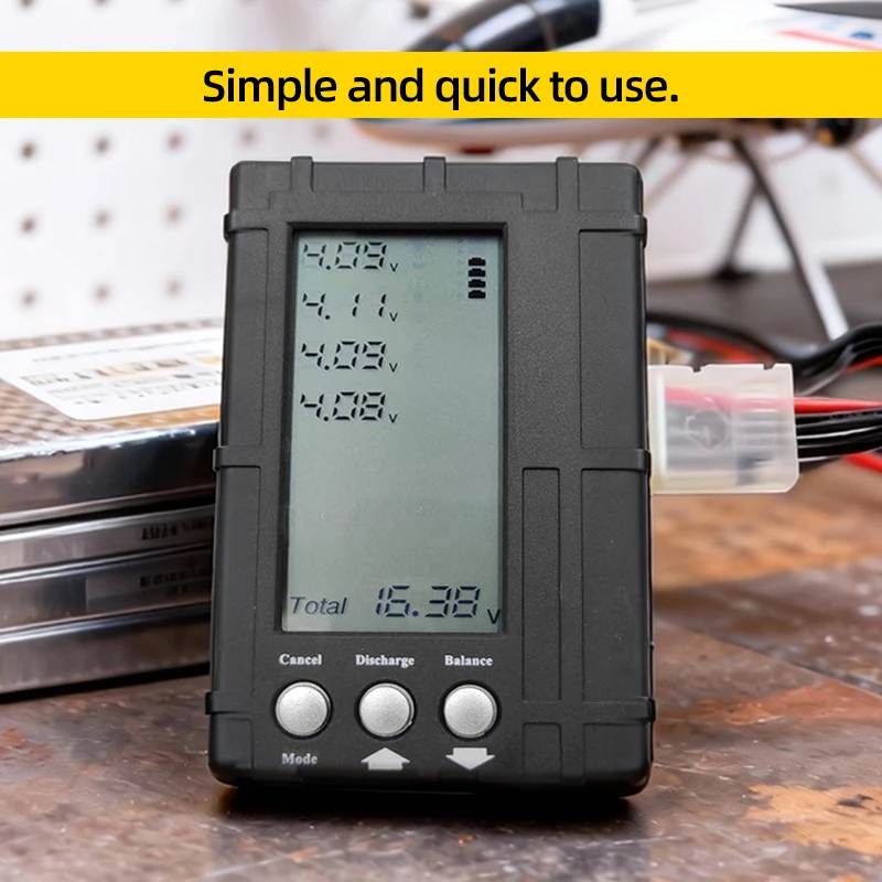 Testeur de Batterie LiPo 3-en-1 2-6S avec Écran LCD, Équilibreur et Décharge