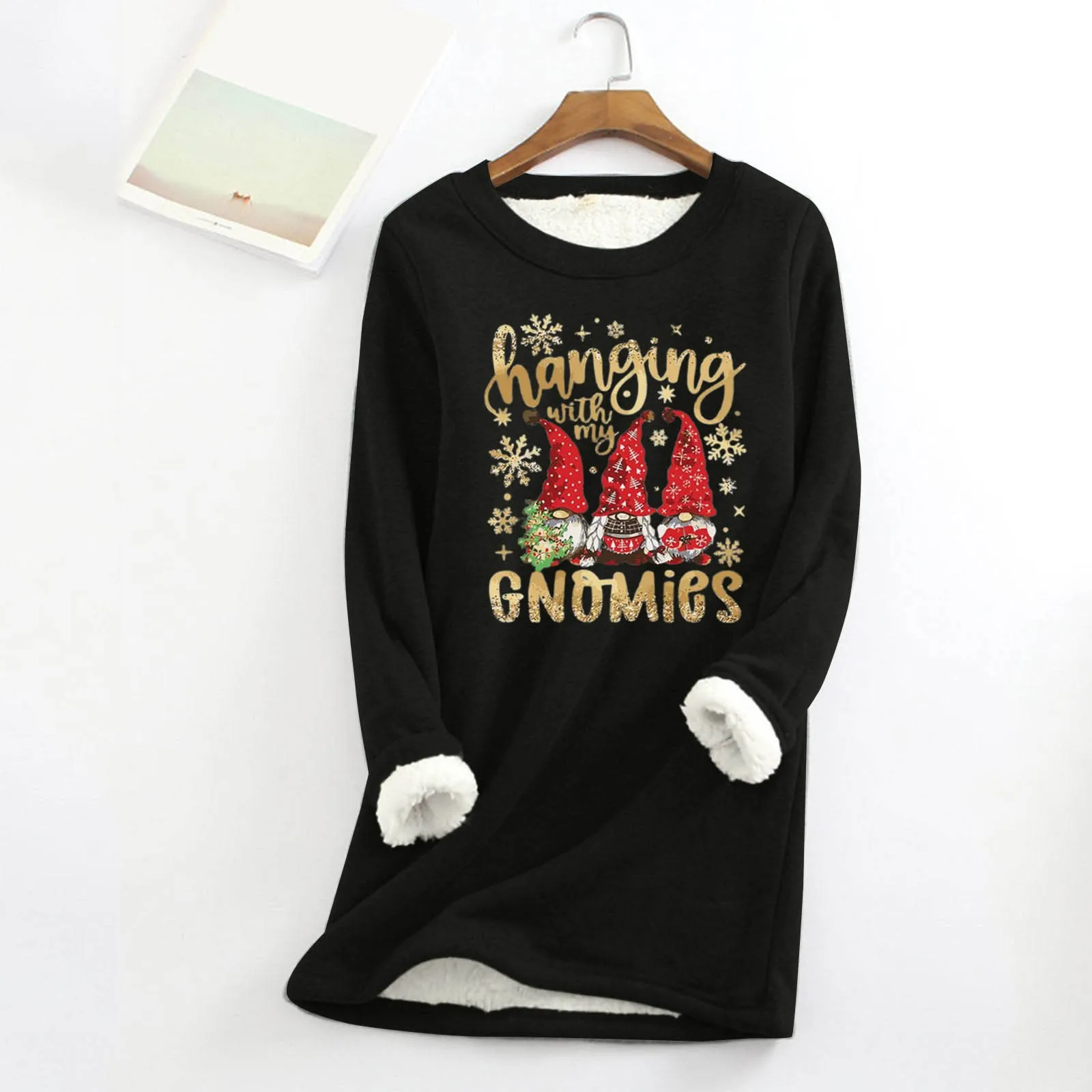 

Winter Winter Round Necked Long Sleeved Cotton Wool Christmas Printed Thermal h Warm Thermal underwear winter clothes ladies