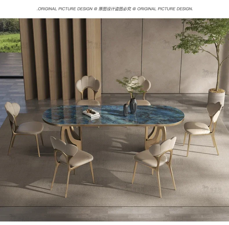 Luxury Kitcjen Dining Table Set 6 People Desk Legs Metal Marble Dining Table Coffee Multifunctional Mesa Comedor Home Furniture