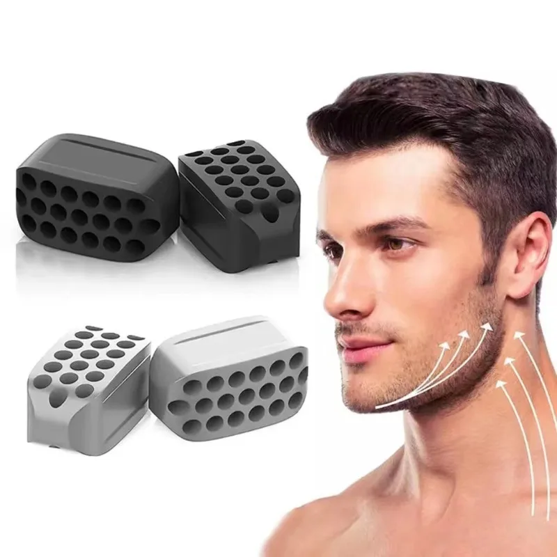 Ejercitador de mandíbula de 2 piezas, entrenador de Jawline, doble mentón,  masticar, morder, músculo, antiestrés, Bola de Fitness Facial, 50/60 libras