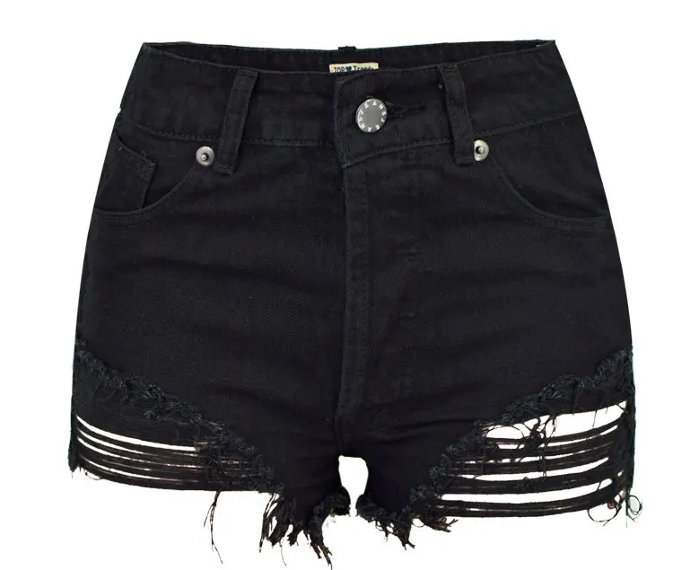 High Waist Black Denim Shorts Women Irregular Tassel Ripped Jeans Short Women Punk Style Streetwear Summer Sexy Short Jeans cargo pants for women