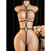 Body sexy à grandes ouvertures, lingerie érotique sans entrejambe, combinaison résille ajourée avec poitrine exposée, sous-vêtements pour femme adulte grande taille 5