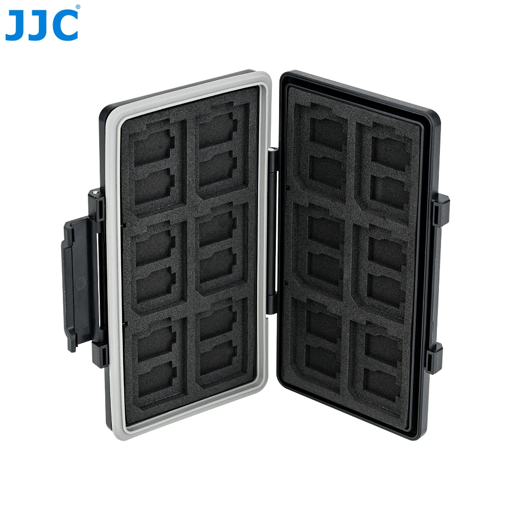 JJC 36 Slots SD Microsd Card Case Holder Waterproof  Soft Lining for 24 TF Micro SD SDXC SDHC & 12 SD Card Organizer Storage Box