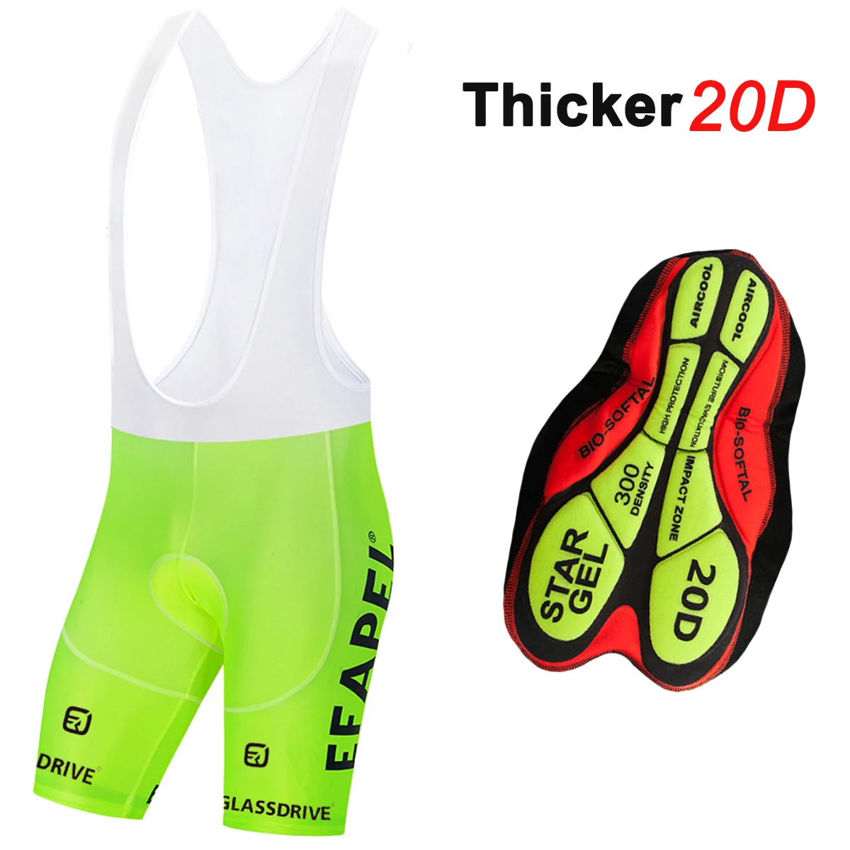 Cycling Shorts Men Women Fluor Yellow EFAPEL Quick Dry Gel Pad Bicycle Pants Culottes