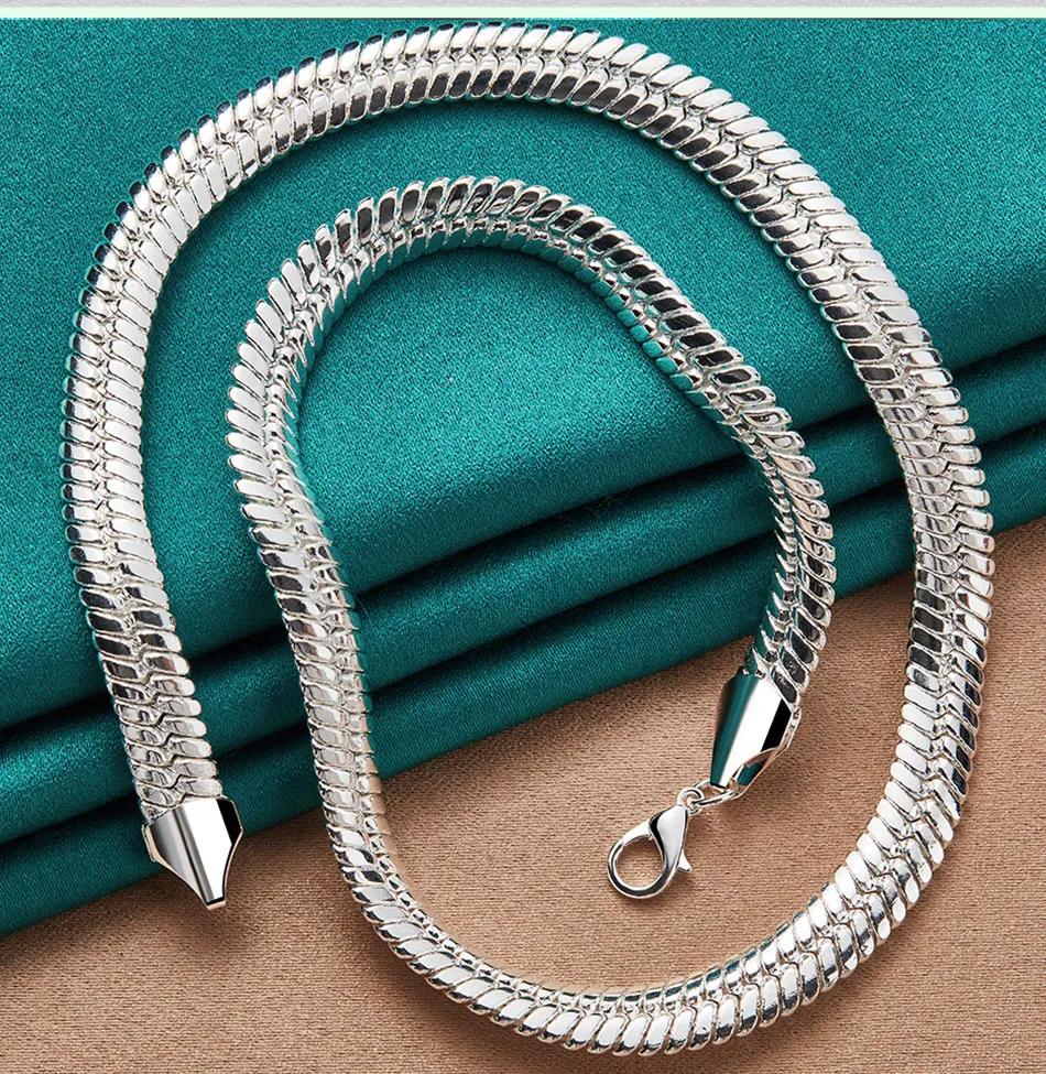 SHSTONE 925 Sterling Silber 10 mm 18 Zoll seitliche Schlangenkette Halsketten für Frauen Mann Verlobung Hochzeit Mode Charm Schmuck Geschenke – Detail 5