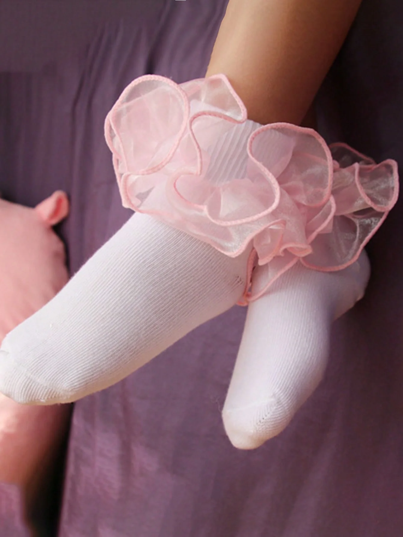 1 Paar süße Baby-Mädchen-Knöchelsocken mit Rüschenkanten, weiche, atmungsaktive Prinzessinnensocken, geeignet für den Alltag von Mädchen im Alter von 1-11 Jahren. – Detail 20