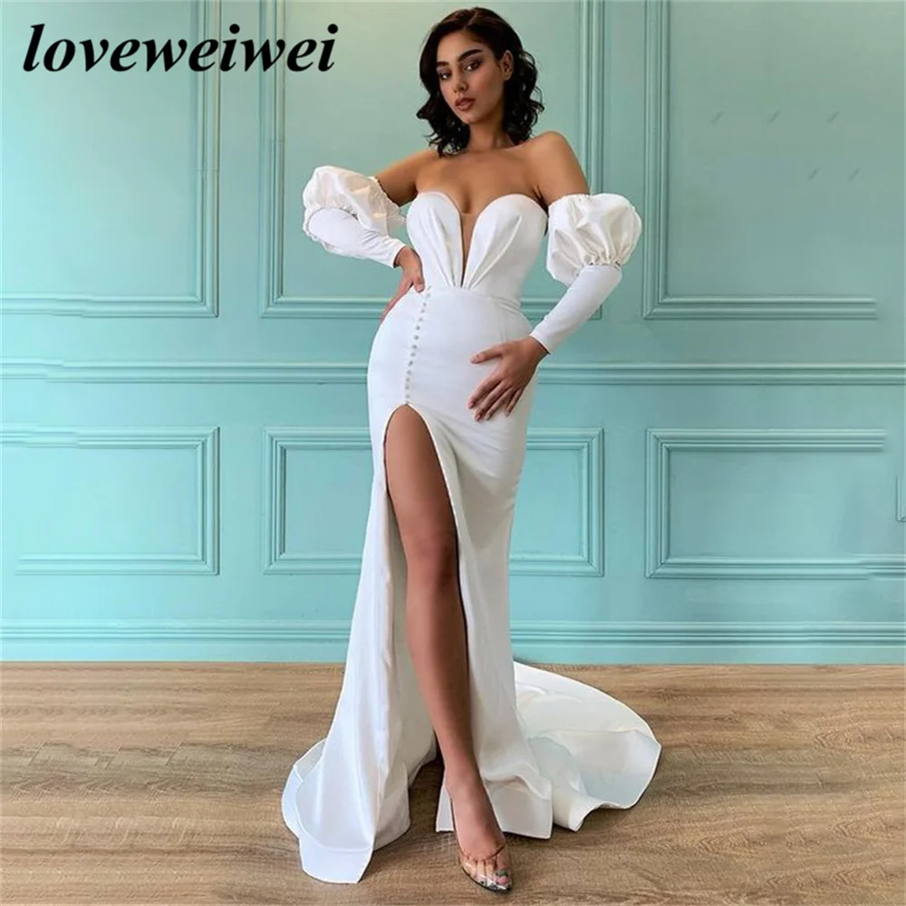 

Mermaid Sexy Party Dress Vintage Sweetheart Night Dress Off The Shoulder Celebrity Dresses With High Split vestidos de fiesta